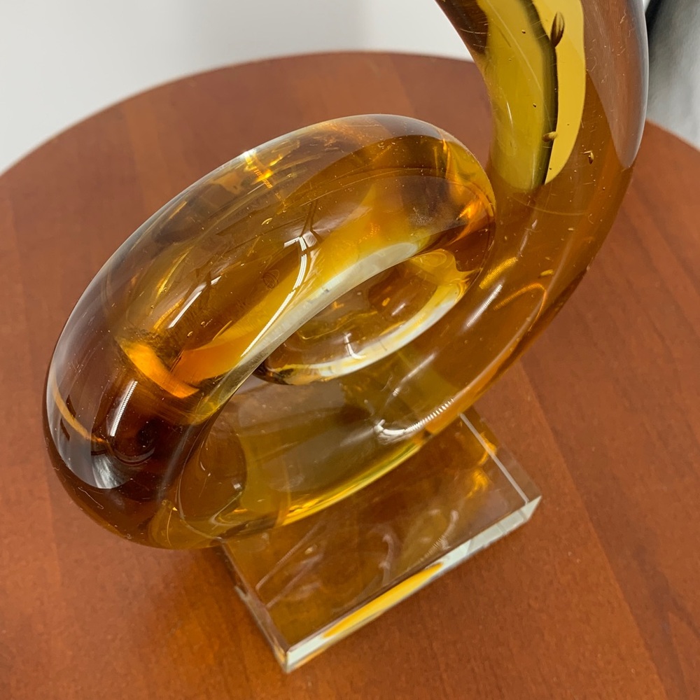 Love Knot Murano Style Hand Made Blown Abstract Art Sculpture Elegant Gold Glass - Picture 10 of 17